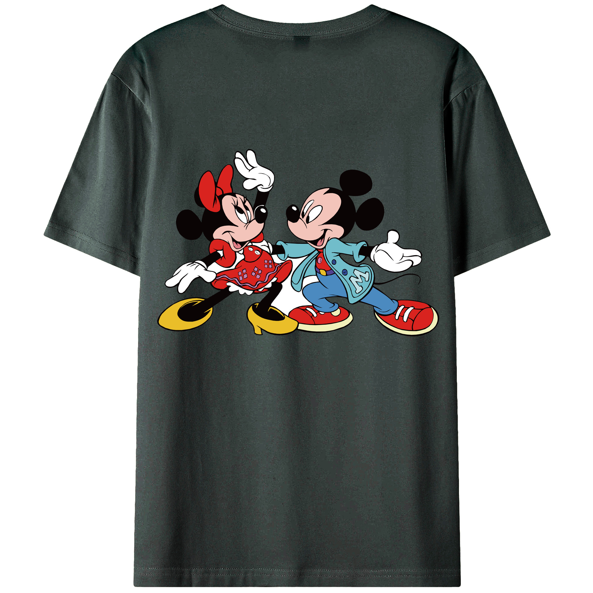 ミッキーマウス Mickey Mouse 綿100％ メンズ半袖Tシャツ（バックプリント） 通気性